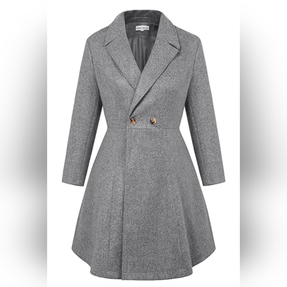Fit-and-Flare Dress Coat In Grey